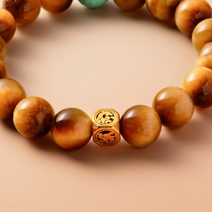 Bracelet For Earth Element Amplified Energy- Golden Tiger's Eye & Turquoise