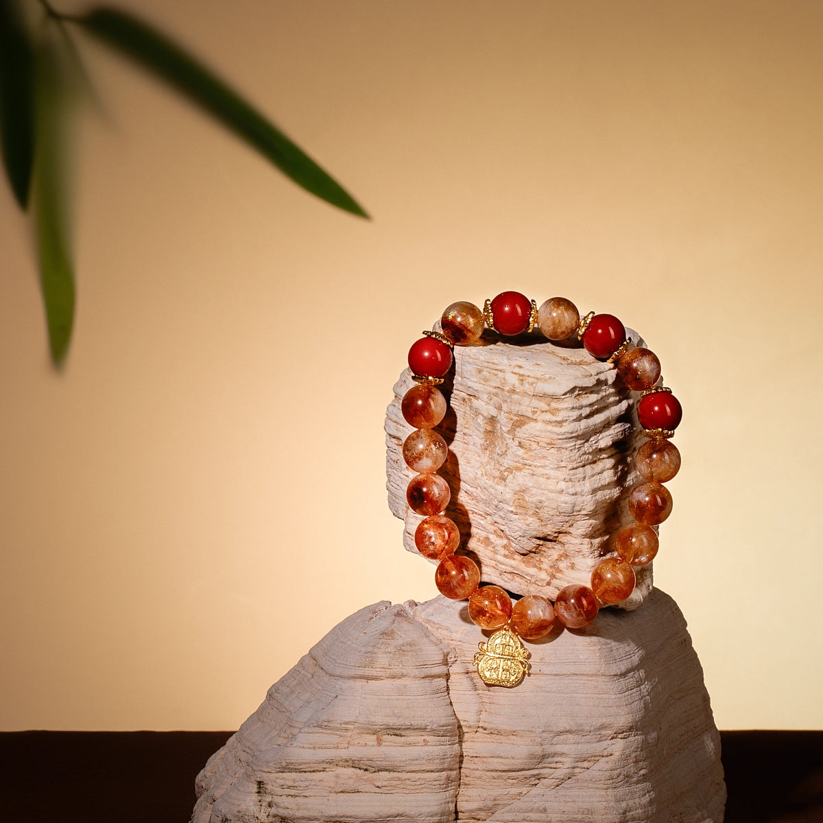 Bracelet For Earth Element Gentle & Balance Energy - Citrine & Red Agate