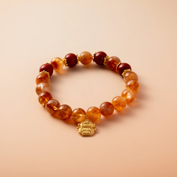 Bracelet For Earth Element Gentle & Balance Energy - Citrine & Red Agate