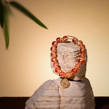 Bracelet For Earth Element Gentle & Balance Energy - Flower Amber