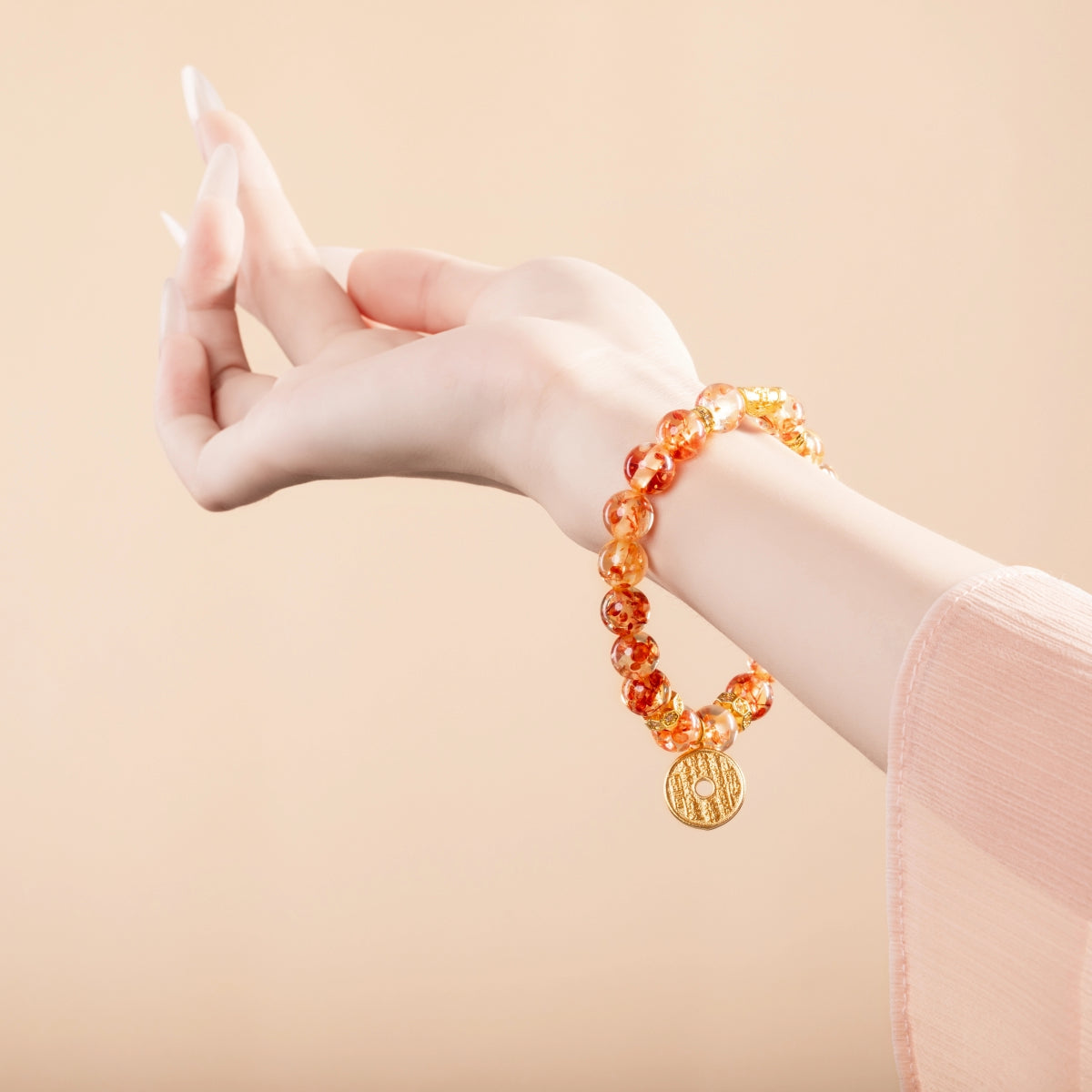 Bracelet For Earth Element Gentle & Balance Energy - Flower Amber
