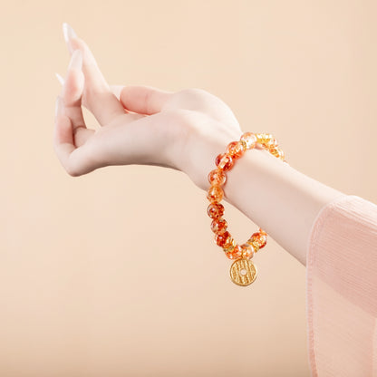 Bracelet For Earth Element Gentle & Balance Energy - Flower Amber