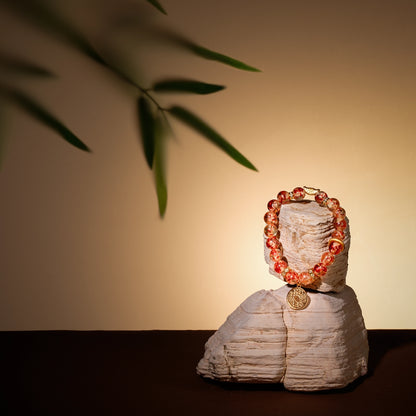 Bracelet For Earth Element Gentle & Balance Energy - Flower Amber