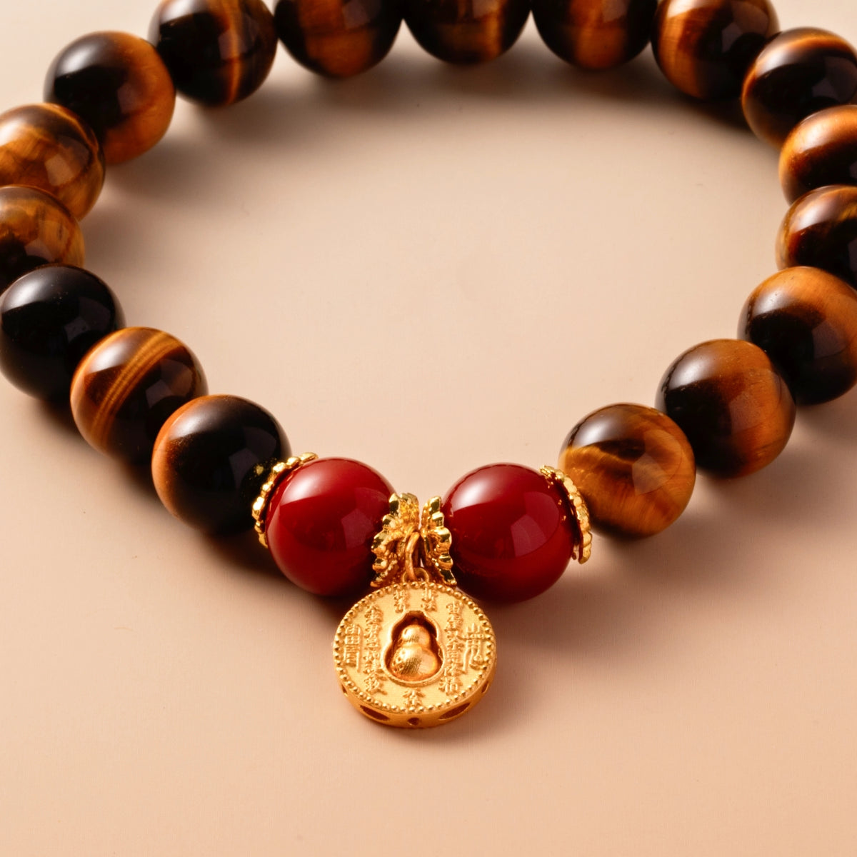 Bracelet For Earth Element Gentle & Balance Energy - Golden Tiger's Eye & Red Agate