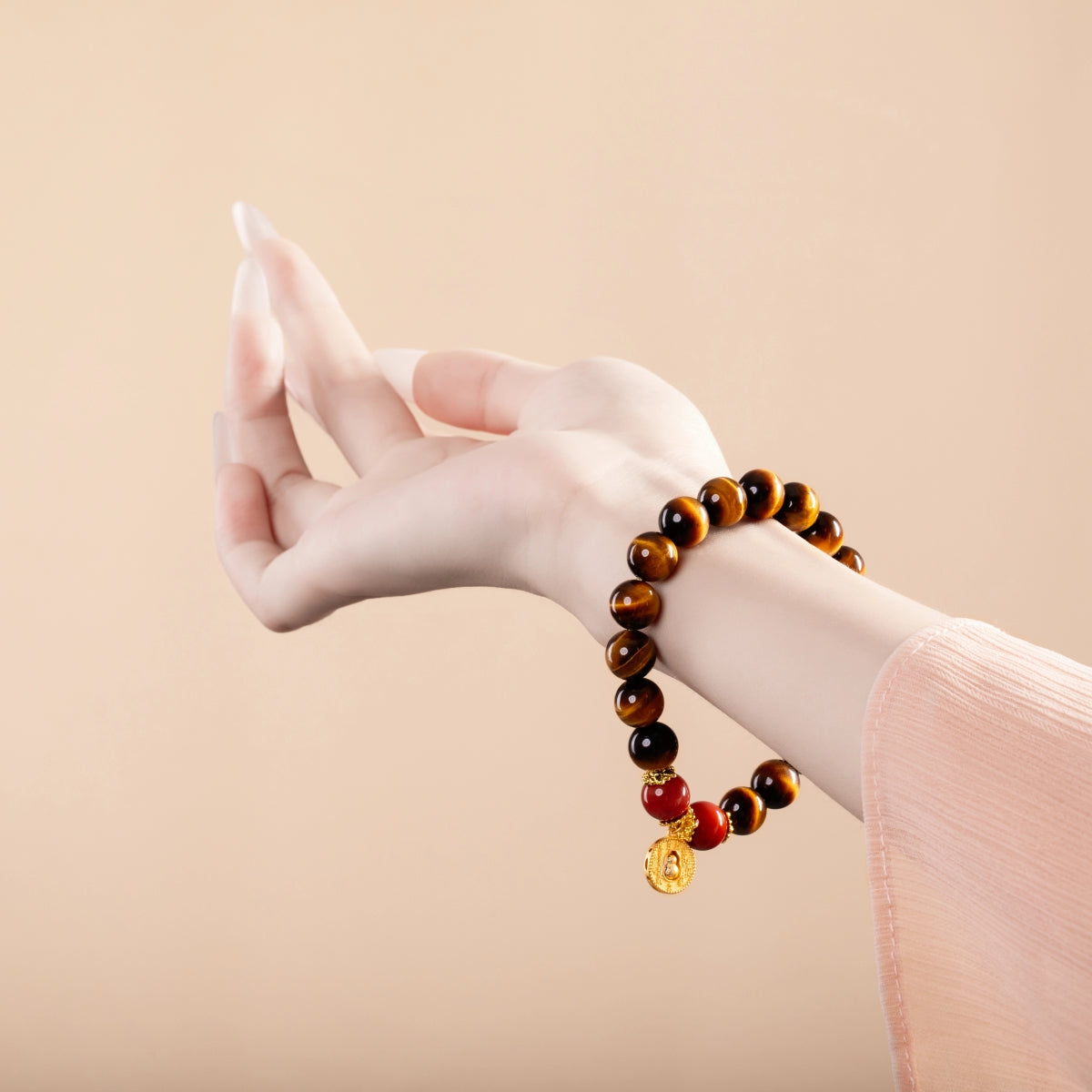 Bracelet For Earth Element Gentle & Balance Energy - Golden Tiger's Eye & Red Agate