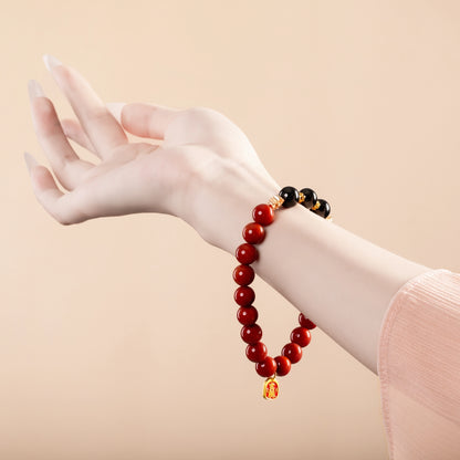 Bracelet For Fire Element Amplified Energy - Red Agate & Black Agate