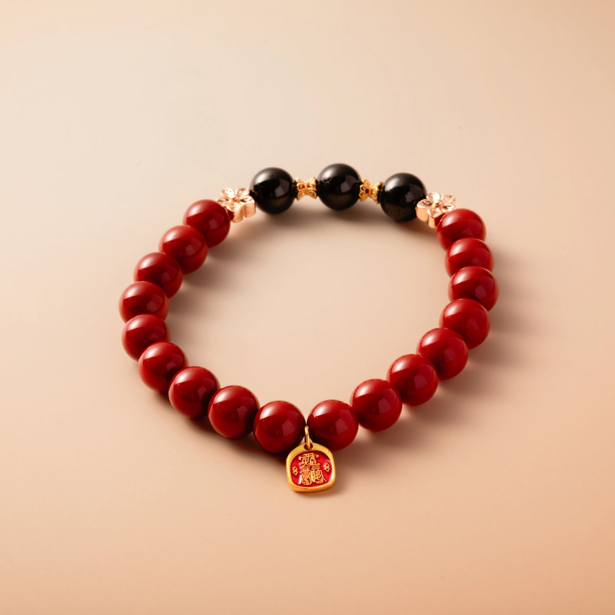 Bracelet For Fire Element Amplified Energy - Red Agate & Black Agate