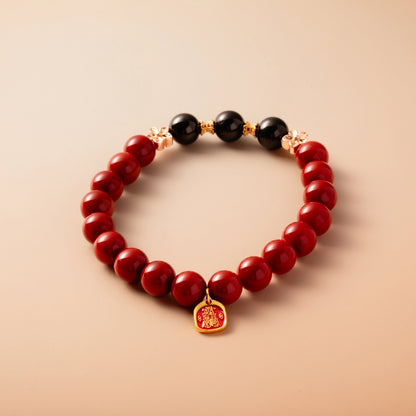 Bracelet For Fire Element Amplified Energy - Red Agate & Black Agate