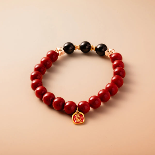 Bracelet For Fire Element Amplified Energy - Red Agate & Black Agate