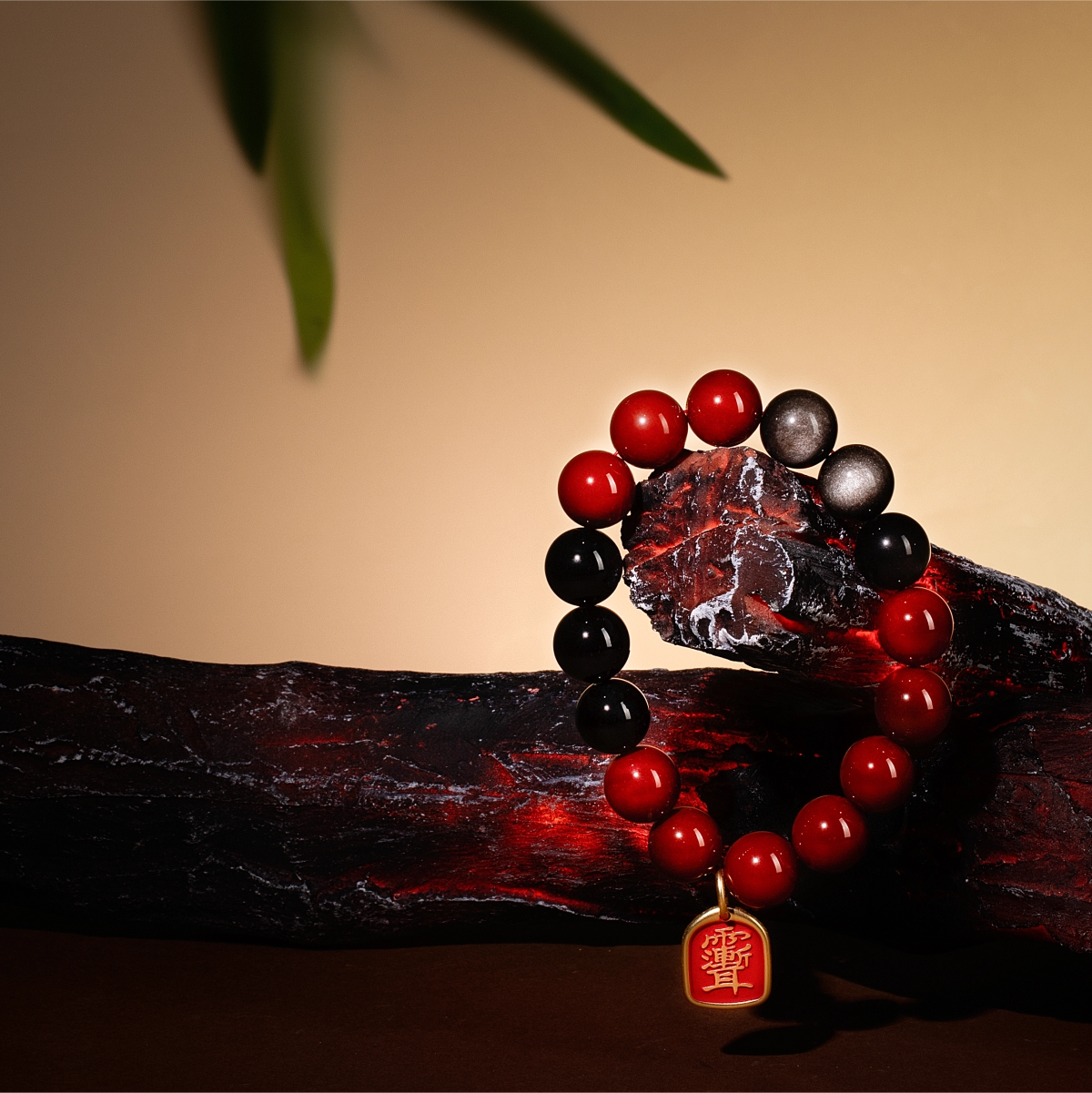Bracelet For Fire Element Amplified Energy- Red Agate & Black Agate