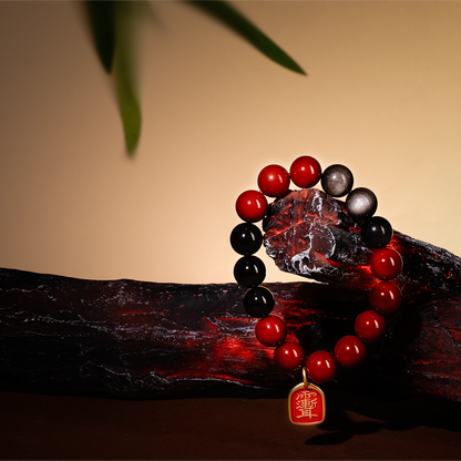 Bracelet For Fire Element Amplified Energy- Red Agate & Black Agate