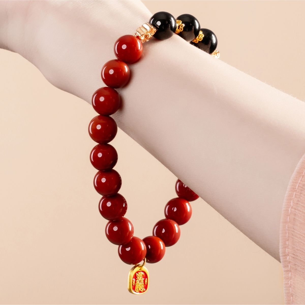 Bracelet For Fire Element Amplified Energy - Red Agate & Black Agate