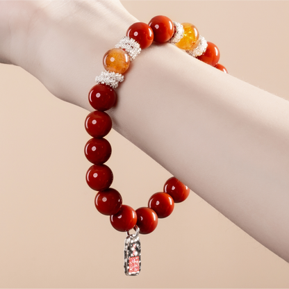 Bracelet For Fire Element Amplified Energy - Red Agate & Citrine