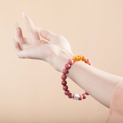 Bracelet For Fire Element Amplified Energy - Rhodonite & Citrine