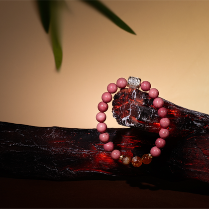 Bracelet For Fire Element Amplified Energy - Rhodonite & Citrine