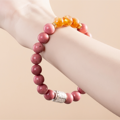 Bracelet For Fire Element Amplified Energy - Rhodonite & Citrine