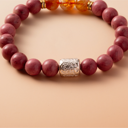 Bracelet For Fire Element Amplified Energy - Rhodonite & Citrine