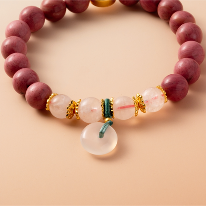 Bracelet For Fire Element Amplified Energy - Rhodonite & White Phantom Quartz
