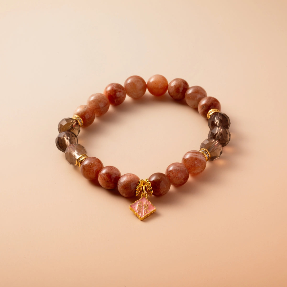 Bracelet For Fire Element Amplified Energy- Sunstone & Smoky Quartz