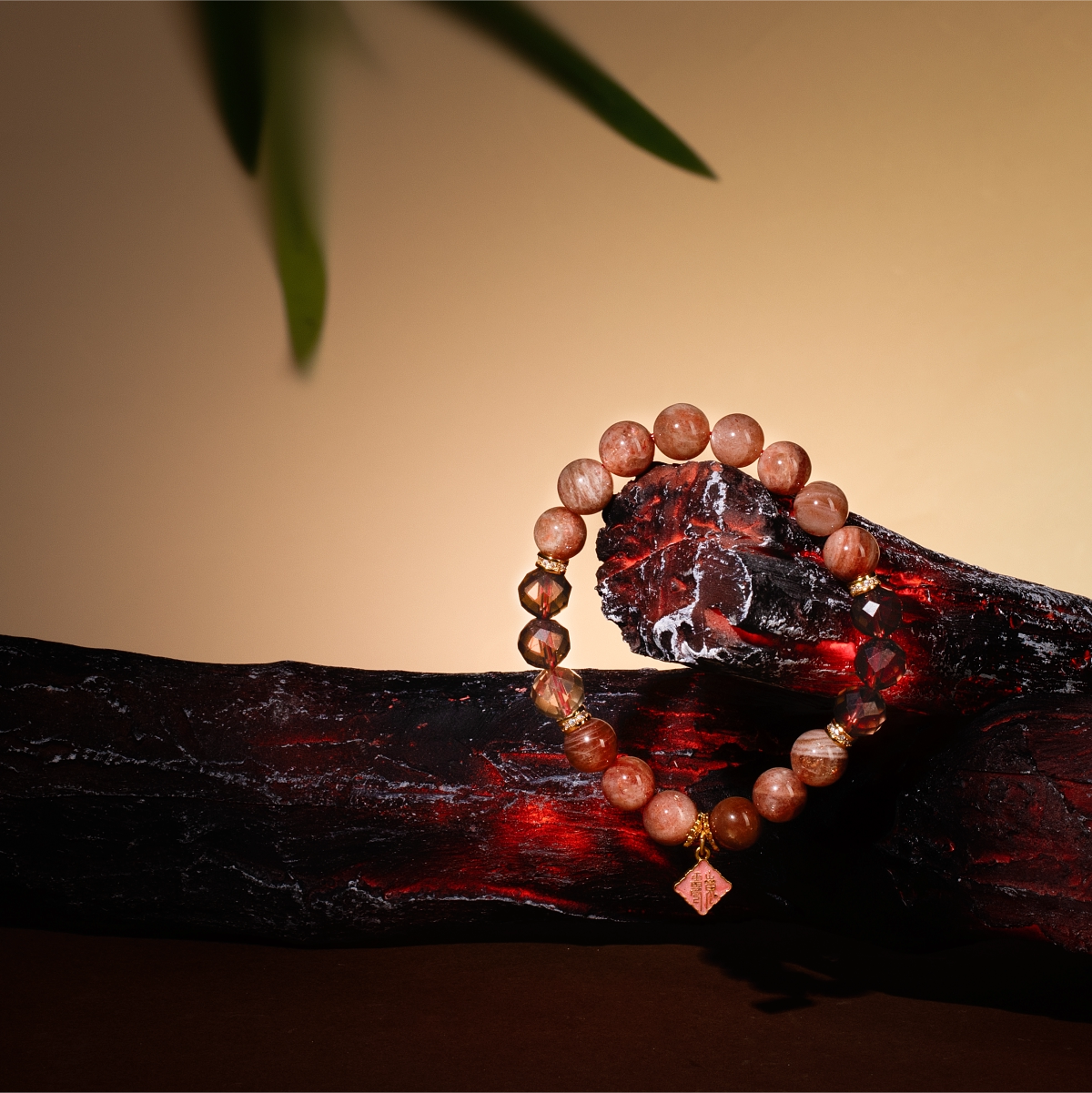 Bracelet For Fire Element Amplified Energy- Sunstone & Smoky Quartz