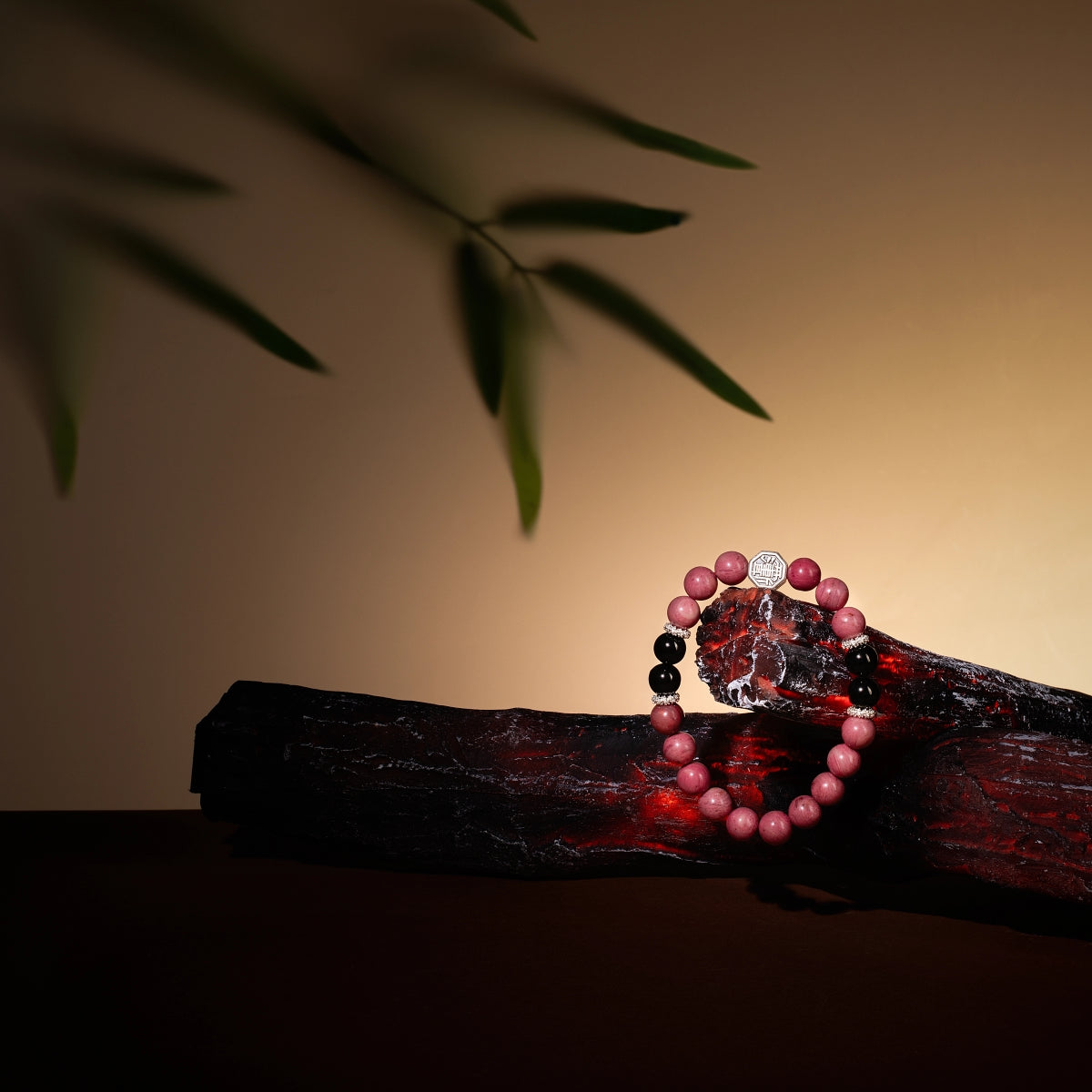 Bracelet For Fire Element Amplified Energy - Rhodonite & Jet