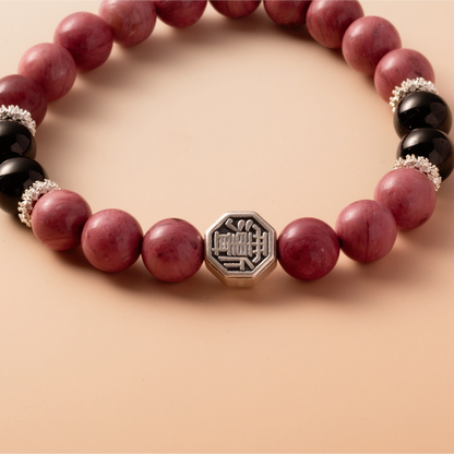 Bracelet For Fire Element Amplified Energy - Rhodonite & Jet
