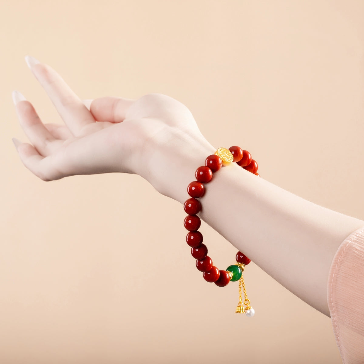 Bracelet For Fire Element Gentle & Balance Energy - Red Agate & Green Agate