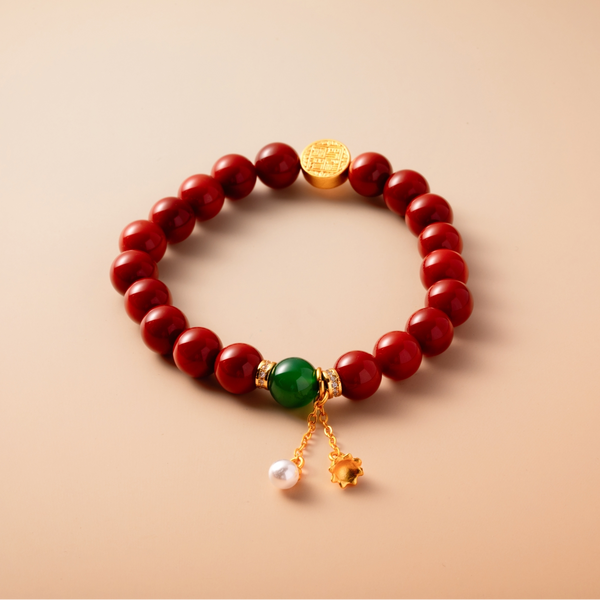 Bracelet For Fire Element Gentle & Balance Energy - Red Agate & Green Agate