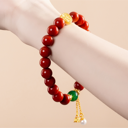 Bracelet For Fire Element Gentle & Balance Energy - Red Agate & Green Agate