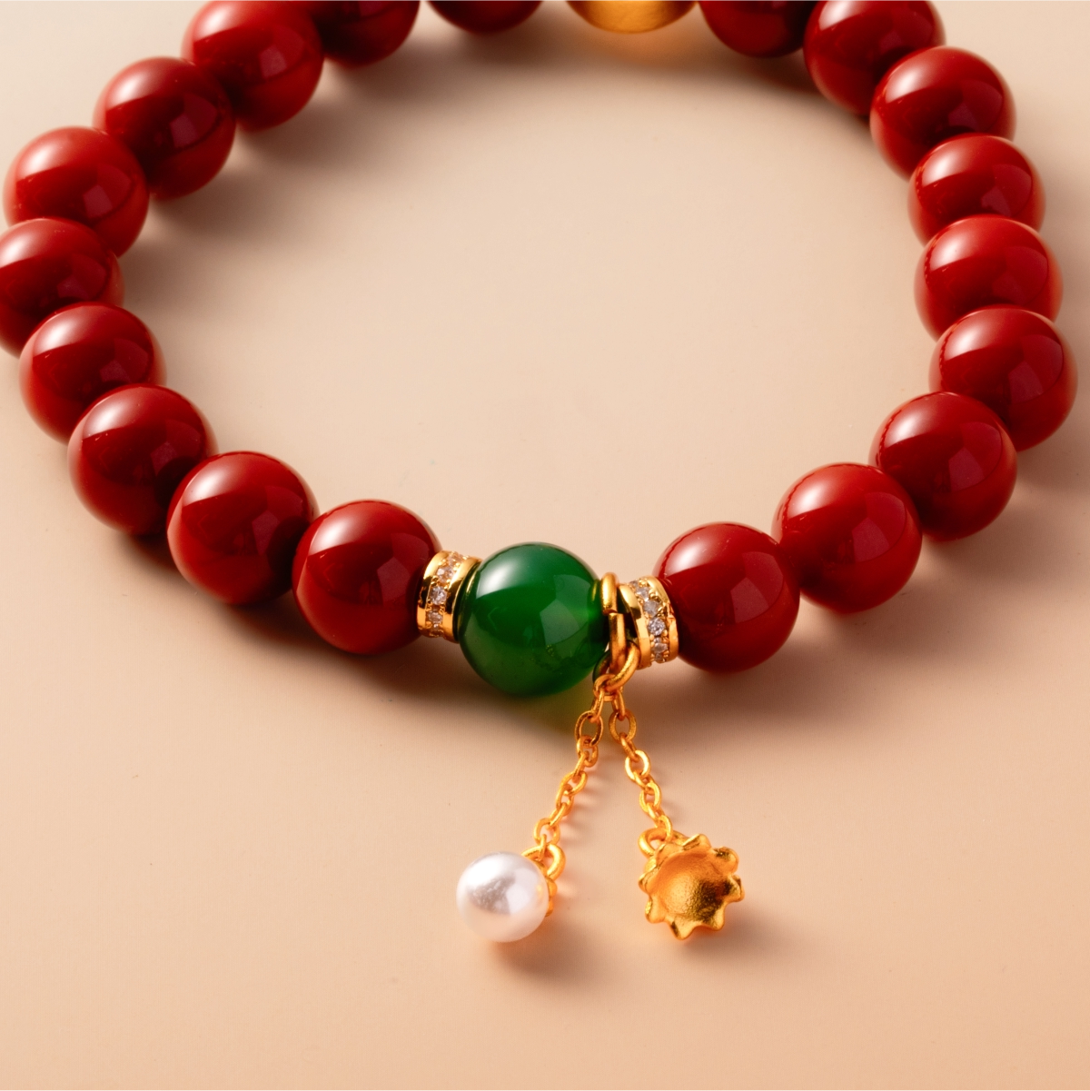 Bracelet For Fire Element Gentle & Balance Energy - Red Agate & Green Agate