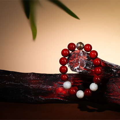Bracelet For Fire Element Gentle/Balance Energy- Red Agate & Jadeite