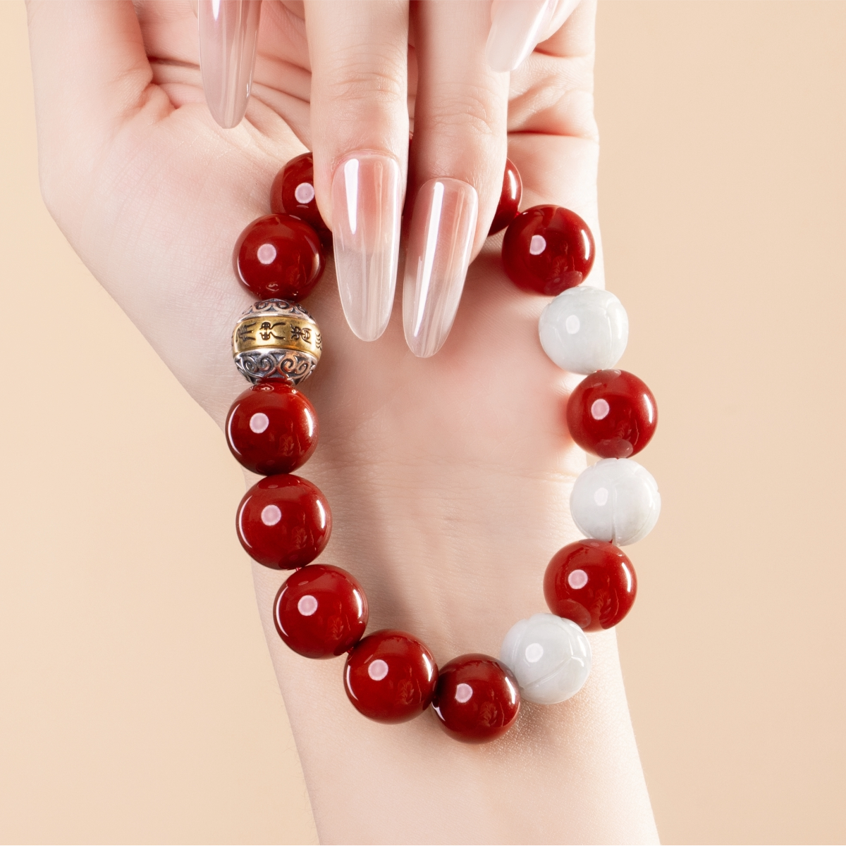 Bracelet For Fire Element Gentle/Balance Energy- Red Agate & Jadeite