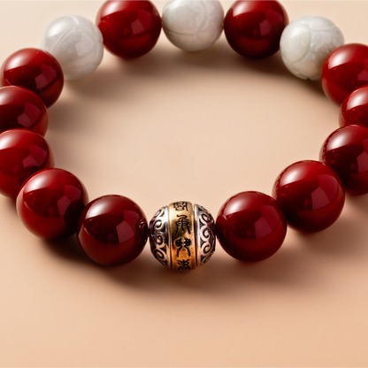 Bracelet For Fire Element Gentle/Balance Energy- Red Agate & Jadeite