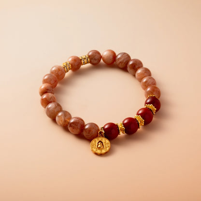 Bracelet For Fire Element Gentle & Balance Energy - Sunstone & Red Agate
