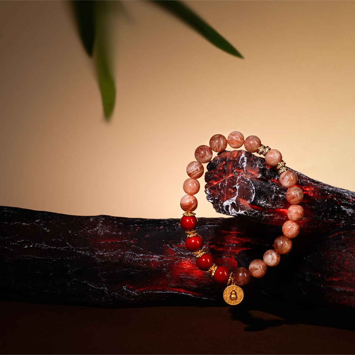 Bracelet For Fire Element Gentle & Balance Energy - Sunstone & Red Agate