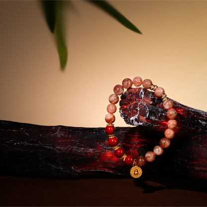 Bracelet For Fire Element Gentle & Balance Energy - Sunstone & Red Agate
