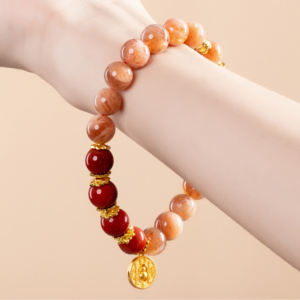 Bracelet For Fire Element Gentle & Balance Energy - Sunstone & Red Agate