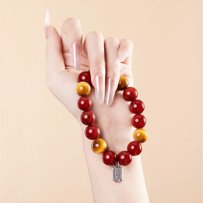 Bracelet For Fire Element Amplified Energy- Red Agate & Golden Tiger’s Eye