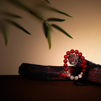 Bracelet For Fire Element Amplified Energy- Red Agate & Moonstone