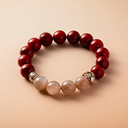Bracelet For Fire Element Amplified Energy- Red Agate & Moonstone