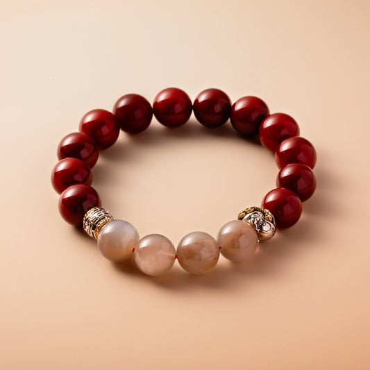 Bracelet For Fire Element Amplified Energy- Red Agate & Moonstone