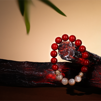 Bracelet For Fire Element Amplified Energy- Red Agate & Moonstone