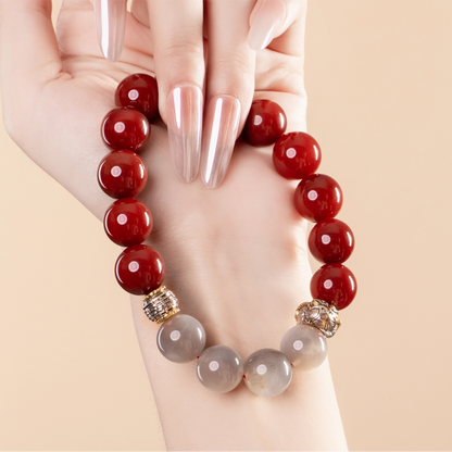 Bracelet For Fire Element Amplified Energy- Red Agate & Moonstone