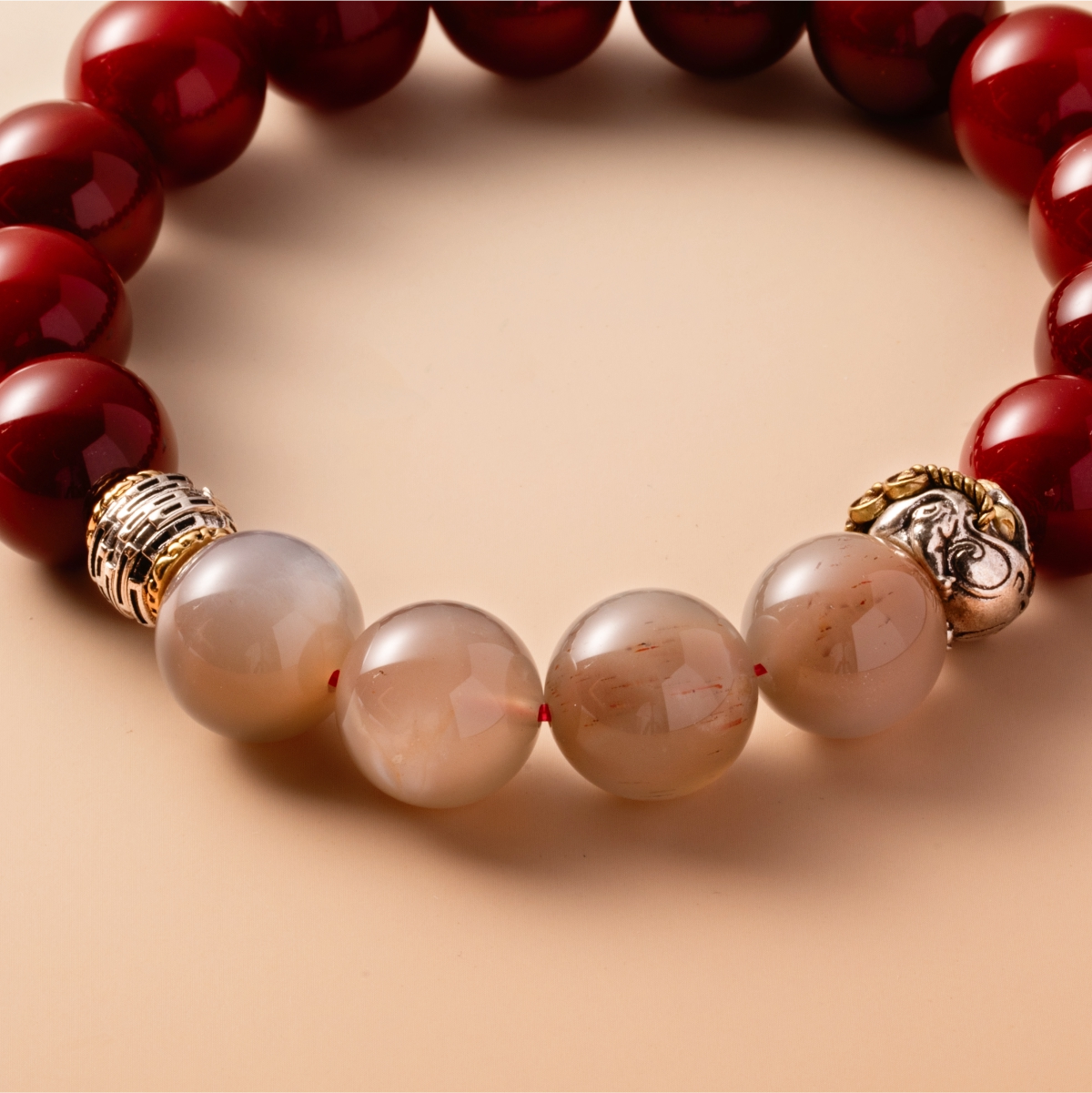 Bracelet For Fire Element Amplified Energy- Red Agate & Moonstone
