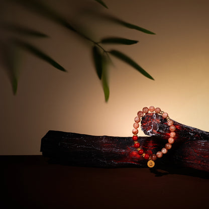 Bracelet For Fire Element Gentle & Balance Energy - Sunstone & Red Agate