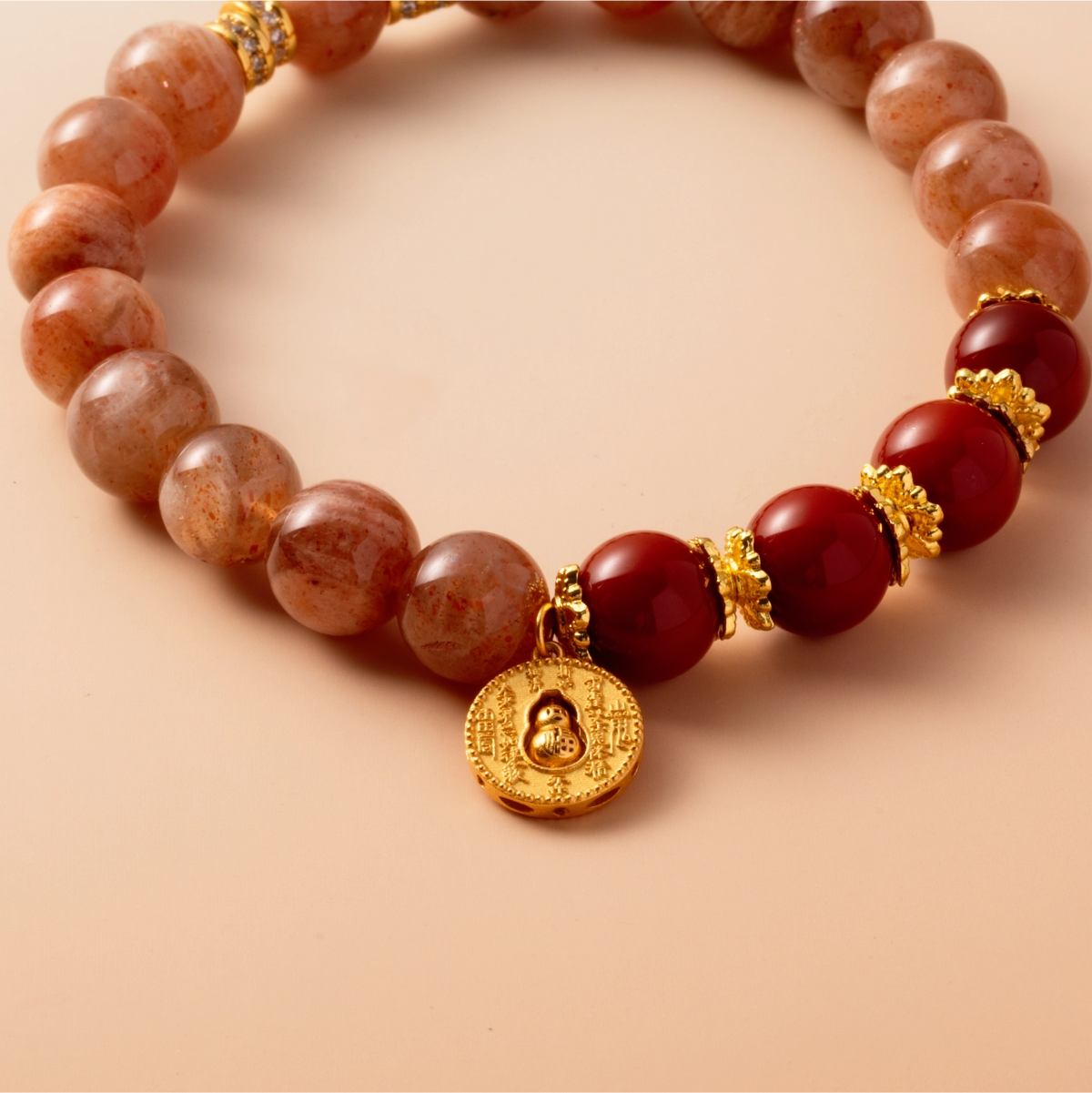 Bracelet For Fire Element Gentle & Balance Energy - Sunstone & Red Agate