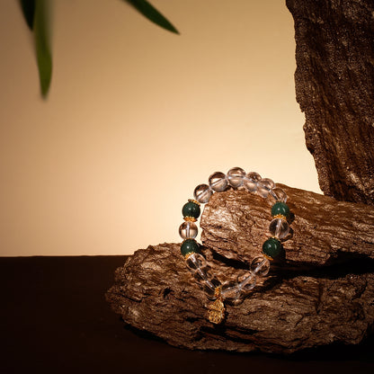 Bracelet For Metal Element Amplified Energy - Clear Quartz & Jadeite