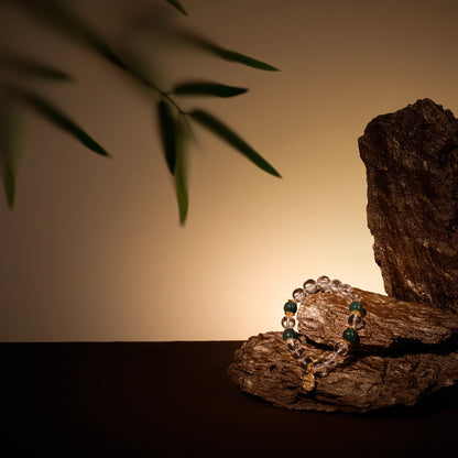 Bracelet For Metal Element Amplified Energy - Clear Quartz & Jadeite