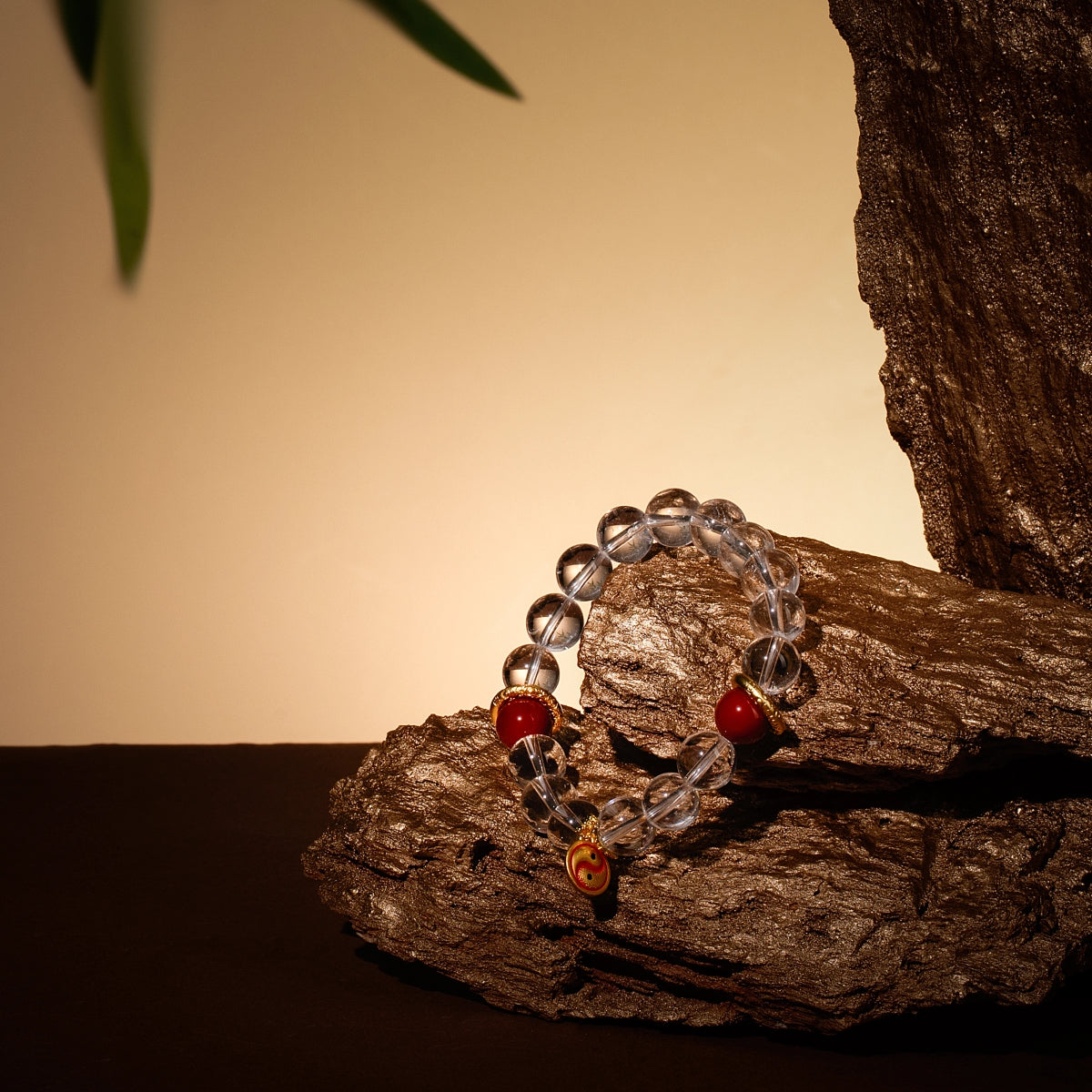Bracelet For Metal Element Amplified Energy - Clear Quartz & Red Agate