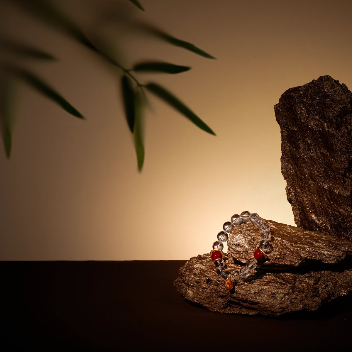 Bracelet For Metal Element Amplified Energy - Clear Quartz & Red Agate